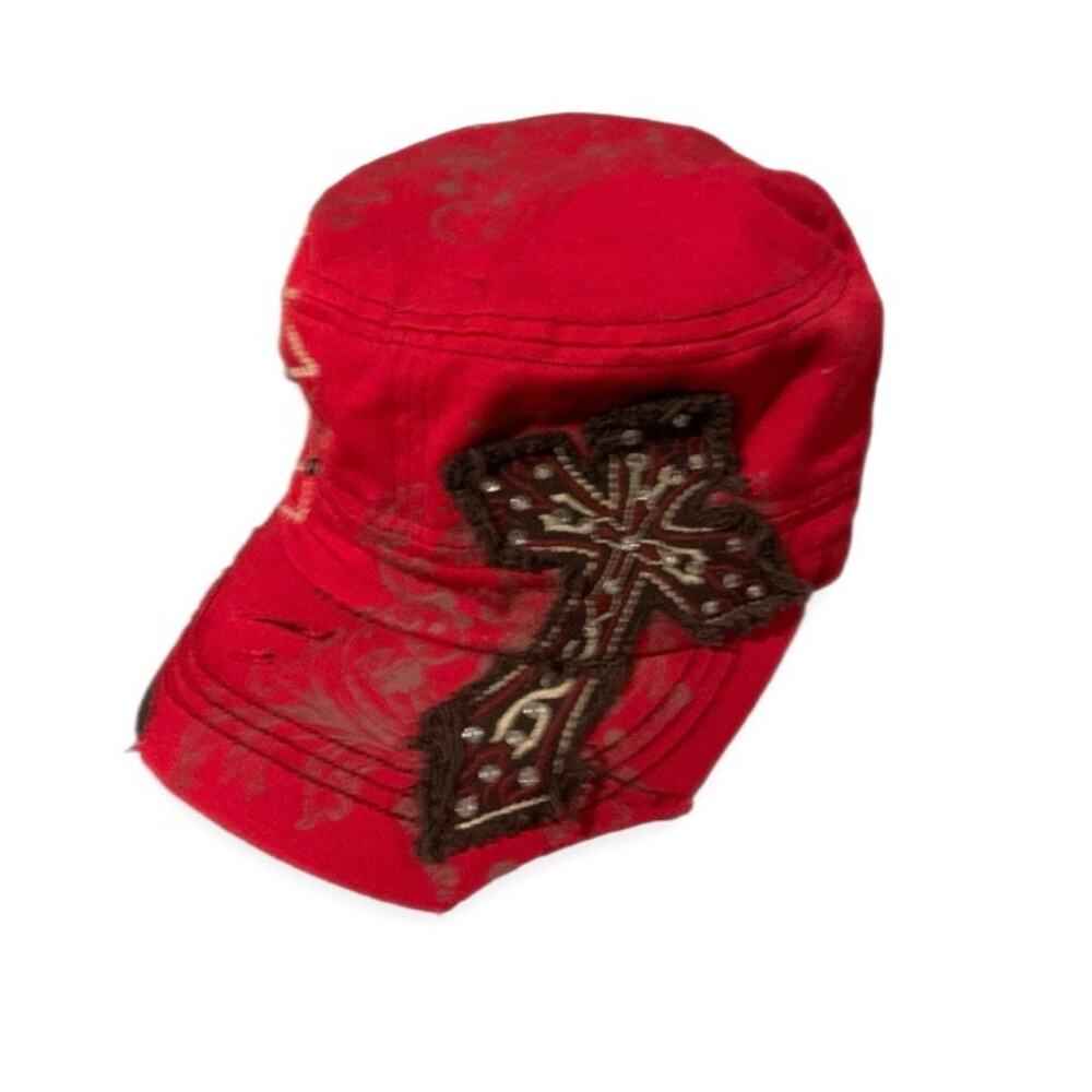 KB Ethos Y2K Red Grunge MCbling Cross Baseball Cap